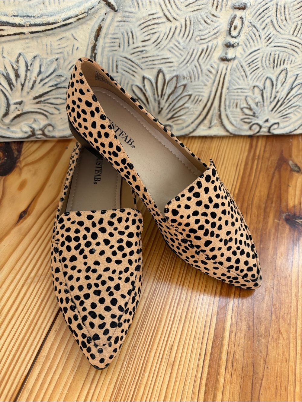 Tan Leopard Print Pointed Toe Flat Loafers